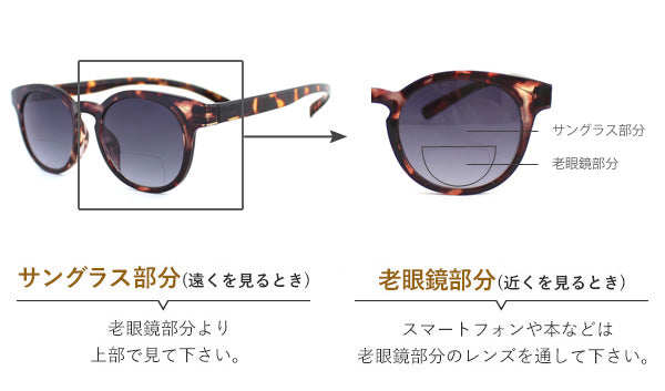 ネックリーダーズ  Inside bifocal®️（インサイドバイフォーカル ） SUN ウェリントン（デミブラウン）